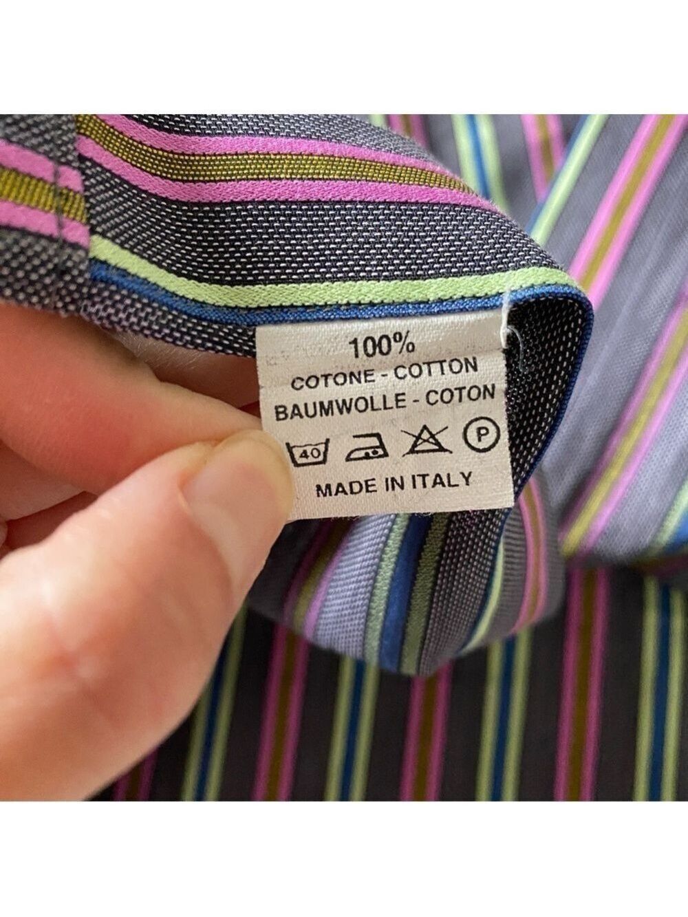 Etro Milano Men's Dress Shirt Sz 42 Striped Multicolor Button Up Made in Italy - Picture 7 of 10